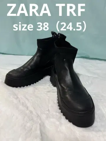 ZARA TRF 사이드 고어 부츠 블랙 통굽 24.5cm