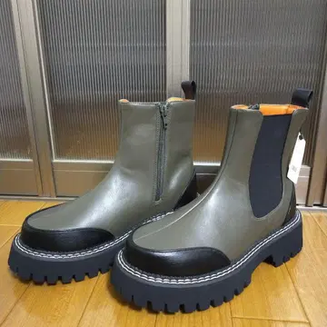 로데오 크라운 올리브 그린 사이드 고어 부츠 통굽