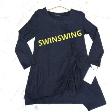 스윙 SWINSWING 다크 네이비 비대칭 롱 티셔츠