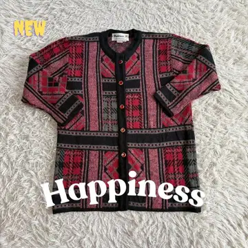 Happiness 기하학 패턴 가디건