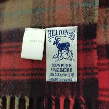미사용급 HILLTOP 히 머플러 캐시미어 100 체크 빨간색