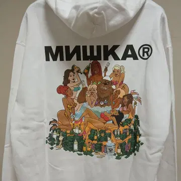 새상품 미사용 MISHKA (미시카) 맨투맨 후드티 화이트