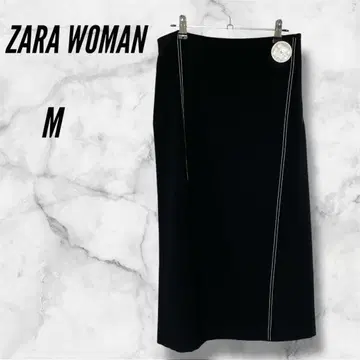 자라 우먼 롱 스커트 블랙 [M] 스티치 롱 레그 효과 오피스