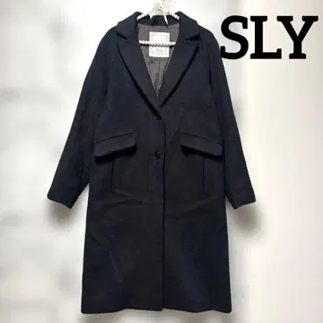 SLY 블랙 체스터 코트 롱 울
