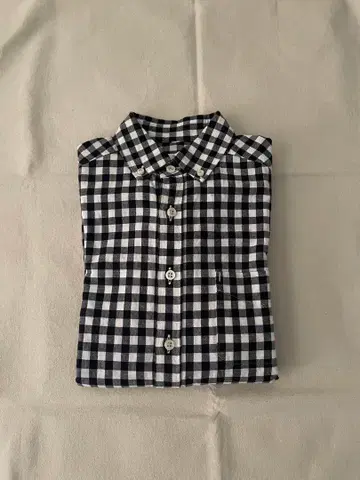 마이요 블랙과 화이트 깅엄 체크 긴팔 셔츠 버튼 다운