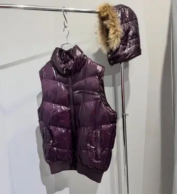 퍼플 다운 베스트 퍼 후드