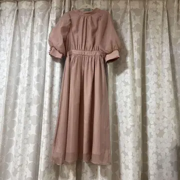 결혼식 리본 포함 퍼프 슬리브 롱 원피스