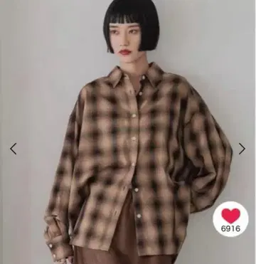 로리즈팜 모듬체크 BIG 셔츠 브라운
