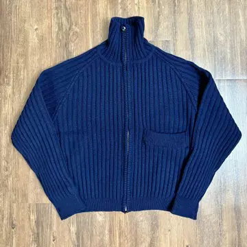 25AW YOKE 네이비 울 100% 리브 스웨터 2