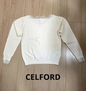 CELFORD V넥 레이스 포함 스웨터