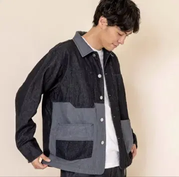 coen 코엔 데님 패치워크 커버올 자켓 X-LARGE