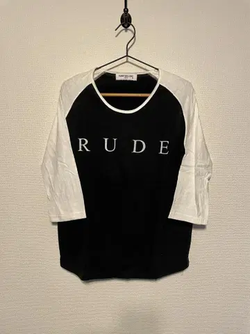 RUDE GALLERY 7부 소매 래글런 티셔츠 블랙/화이트