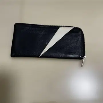 가죽 장지갑 블랙/화이트