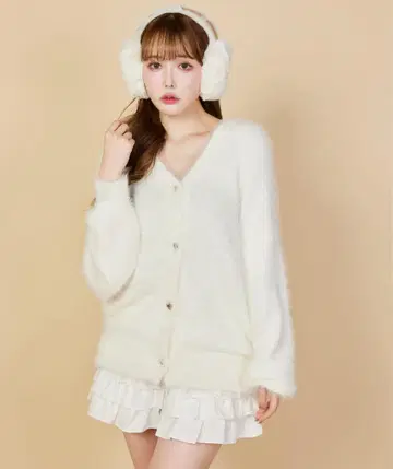 niceclaup milky 페더 니트 롱 가디건