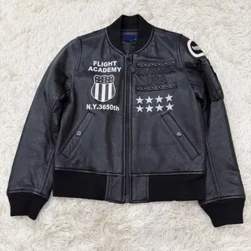 1619 AVIREX 가죽 자켓 S 사이즈 블랙 여성용 스터드