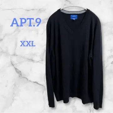 APT.9 슬림핏 블랙 니트 메리노울 혼방 XXL