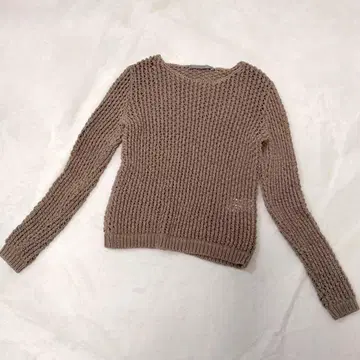 Theory Luxe 베이지 시스루 니트 스웨터 긴팔