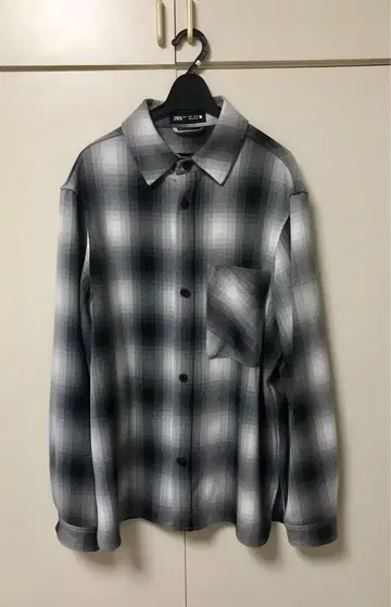 ZARA 긴팔 플란넬 셔츠 그레이 계열 체크 S