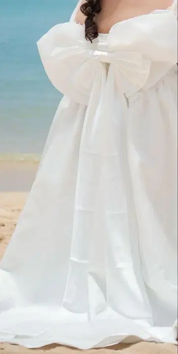 웨딩 드레스 백리본 2단