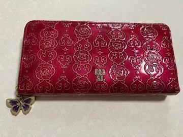 ANNA SUI 빨간색 장지갑 버터플라이 참 포함