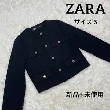 [ 새상품 미사용 ] zara 노카라 트위드 자켓 블랙