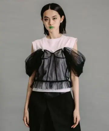 VIVIANO/STUDIOUS 별주 튤 코르셋 티셔츠