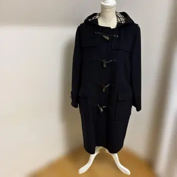 아쿠아 스큐텀 네이비 더플 코트 후드 부착