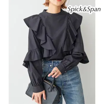 Spick&Span 스픽앤스팬 코튼 브로드 프릴 블라우스
