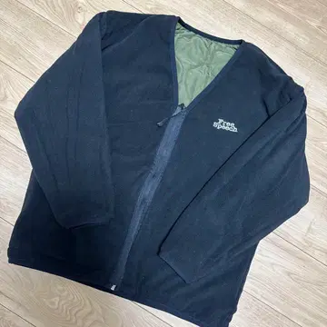 플리스 피치 리버서블 퀼팅 블루종