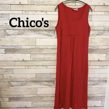 Chico's 빨간색 슬리브리스 롱 원피스 여성용 롱 드레스