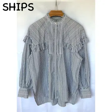 SHIPS 스트라이프 패턴 긴팔 블라우스
