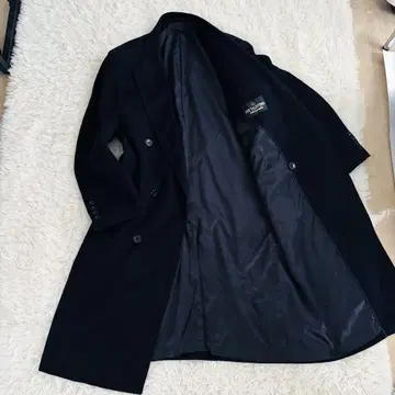 퓨어 캐시미어 100 XL 사이즈 체스터 코트 맥시 길이 네이비 남성용