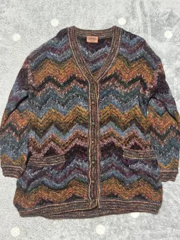 이탈리아제 MISSONI 미쏘니 V넥 가디건 지그재그 패턴