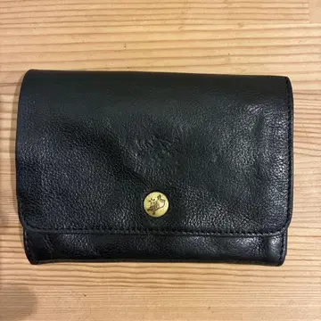 일비종떼 블랙 가죽 이단 접이식 지갑
