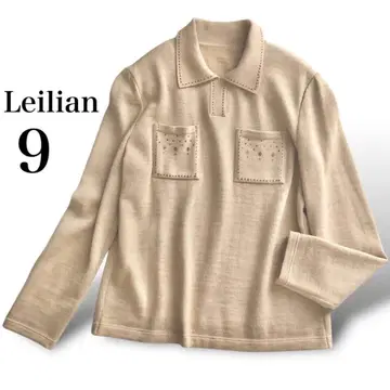 Leilian 레리안 큐빅 반짝이는 스웨터 울 베이지 9호