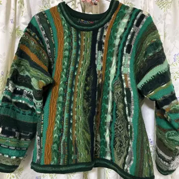 COOGI 100% 울 긴팔 스웨터 S 그린 계열