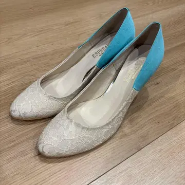 ESPERANZA 베이지 스카이블루 하이힐 23.0cm