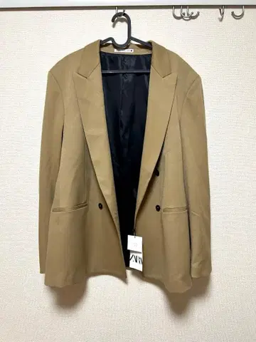 ZARA 오버 사이즈 더블 자켓 테일러드 카멜 54
