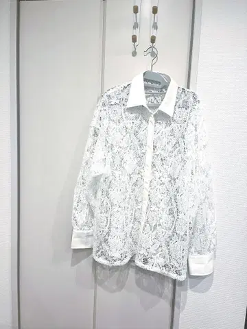[ 새상품급 ] HARE 미들 레이스 셔츠 화이트