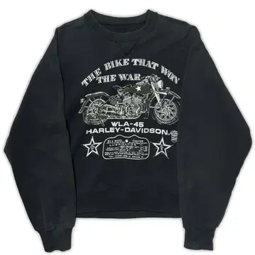 할리데이비슨 앞 V 맨투맨 블랙