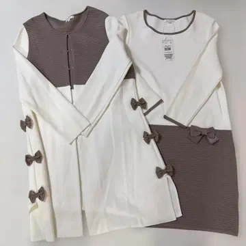 TO BE CHIC 새상품 리본 포함 화이트 에크루 셋업 S 사이즈