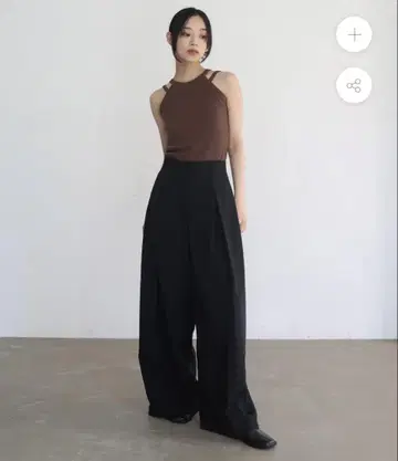 hellam 크레이프 턱 와이드 팬츠