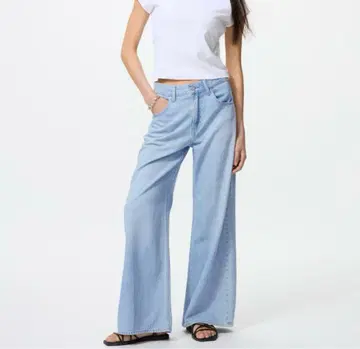 UNIQLO 드레이프 와이드 플레어 청바지 25인치 63 BLUE