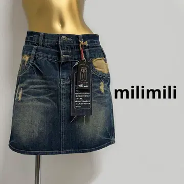 [ 4224 ] 하자품 milimili 무릎 기장 데님 스커트 M