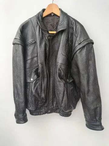 빈티지 블랙 가죽 자켓 L 양가죽 주름 가공