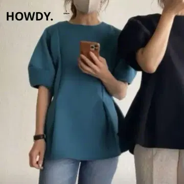 HOWDY. 벌룬 슬리브 페플럼 상의 (청록색 F)