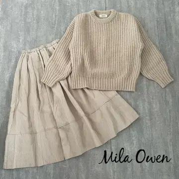 Mila Owen 로우게이지 니트 자카드 스커트 SET UP
