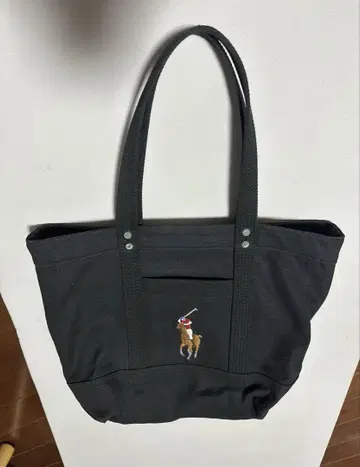 폴로 자수 블랙 토트백