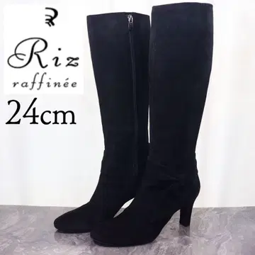 [ 새상품급 ] 리즈라피네 24 롱 부츠 집업 스웨이드 리본 블랙