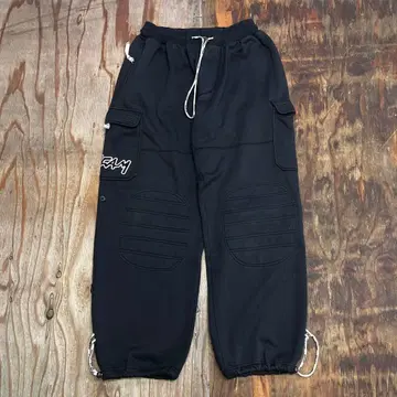 90s 맨투맨 카고 배기 맨투맨 블랙 B-boy 기믹